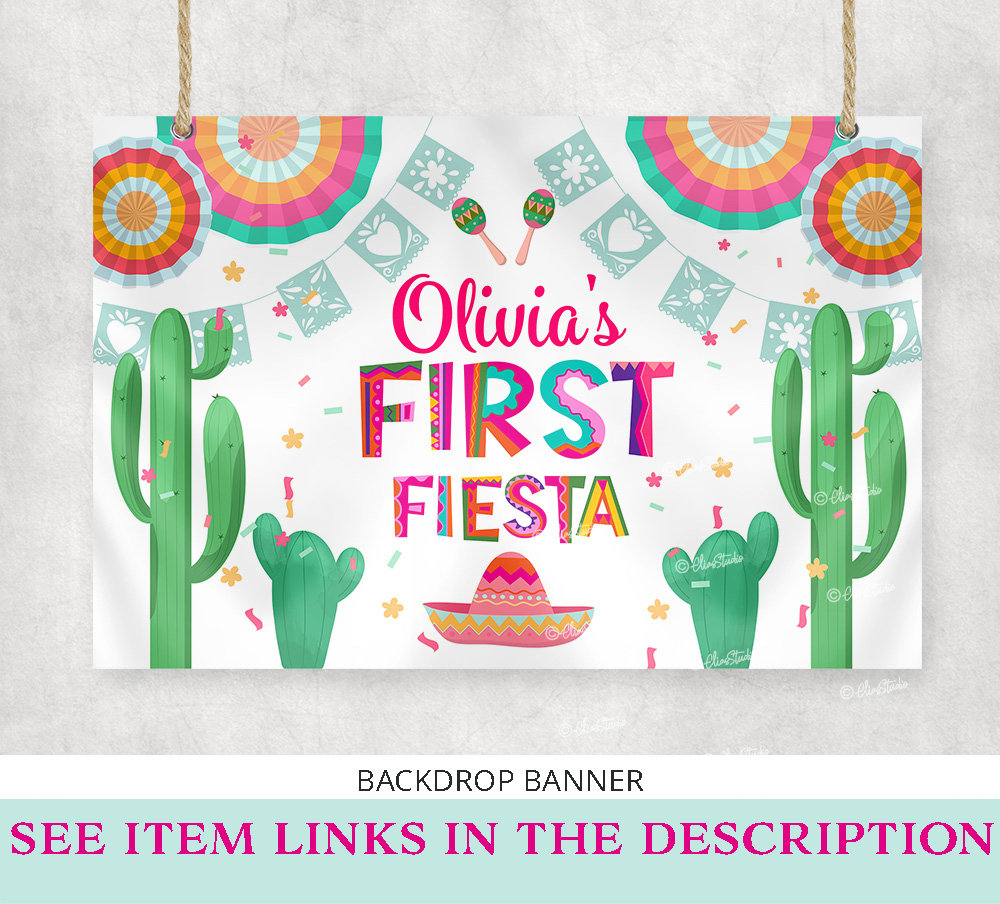 First Fiesta Birthday Decorations, Invitation Set, 1st Birthday Girl ...