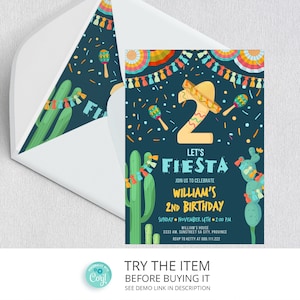 Second Birthday Boy Fiesta Invitation. 2nd birthday boy Fiesta Birthday Invite F33