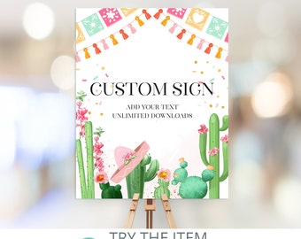 Editable Sign Fiesta Birthday | Custom Sign Template | Fiesta Custom Sign Template F18