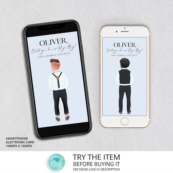 Personalized Page Boy Proposal Smartphone Electronic Card | Ring Bearer proposal Will You Be my Page Boy Phone Invite /0280