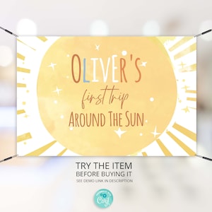 Personalized First Trip Around The Sun Birthday Banner (Digital Download)