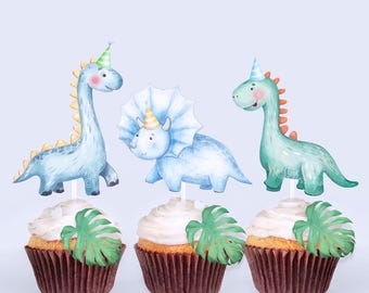 Dinosaur Birthday Party Cupcake Toppers, Dino Birthday Boy Cupcake Topper Labels, Boys Birthday Party Cake Toppers DB74