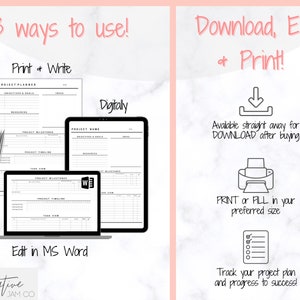 EDITABLE Project Planner Printable Template BUNDLE Work - Etsy Australia