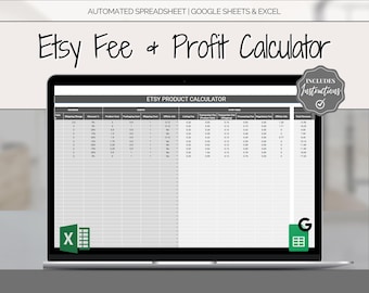 Etsy Profit Calculator, Pricing Spreadsheet for Small Business & Etsy Sellers, Excel and Google Sheets, Fees Strategy, Sell on Etsy Store