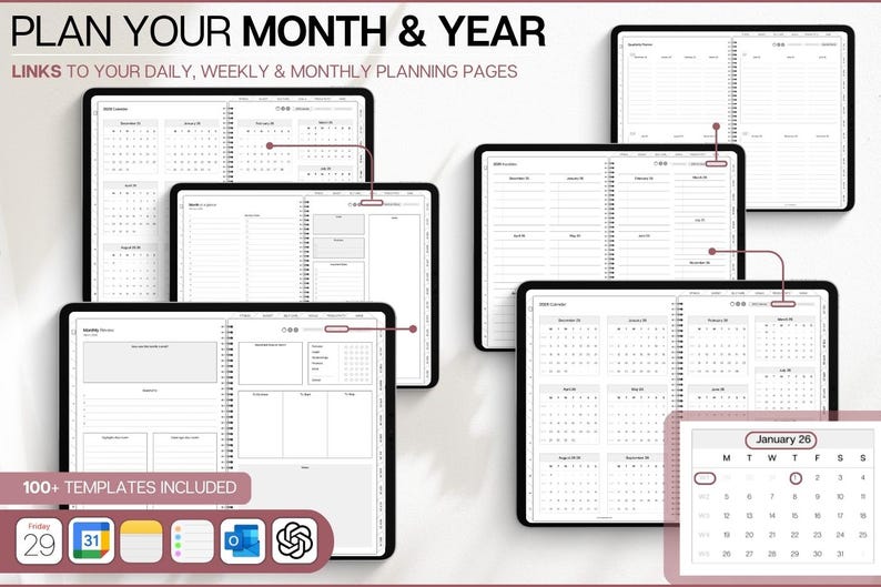 2026 Digital Daily Planner for Goodnotes in Minimalist Theme. SMART ...
