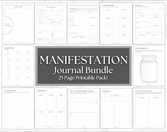 Manifestation Journal, Affirmation, Printable Kit, Law of attraction, Vision Board, Mindfulness, Gratitude, Manifest, manifesting, Spiritual