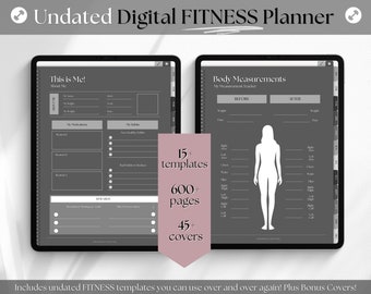 DONKERE modus digitale FITNESS planner, GoodNotes Fitness Planner, Fitness Journal, Weight Loss Tracker, ONGEDATED iPad Workout, Wellness Template