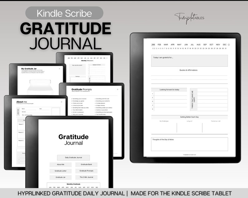 Kindle Scribe Templates, Digital Gratitude Journal, Daily Mindfulness Journal, Digital Planner, Wellness, Reflections, 366 days dairy, 2024