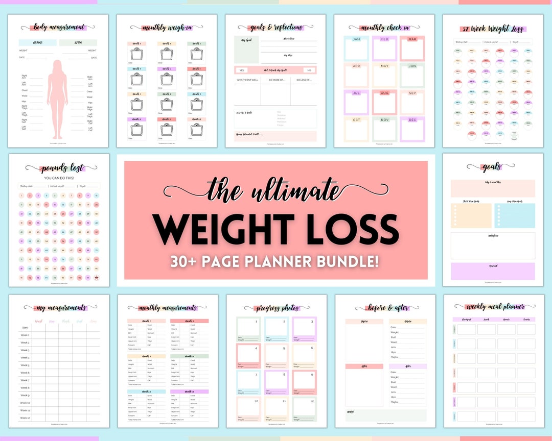 Weekly Weight loss Tracker / year at a glance tracker / Weight loss / –  CCCreationz