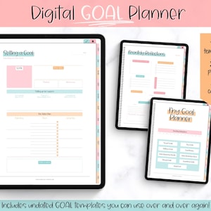 Digital GOAL Planner, Undated Digital Planner, Goals Tracker, Goal Setting, Vision Board, SMART Goals, GoodNotes, iPad, Journal, Habit, Life