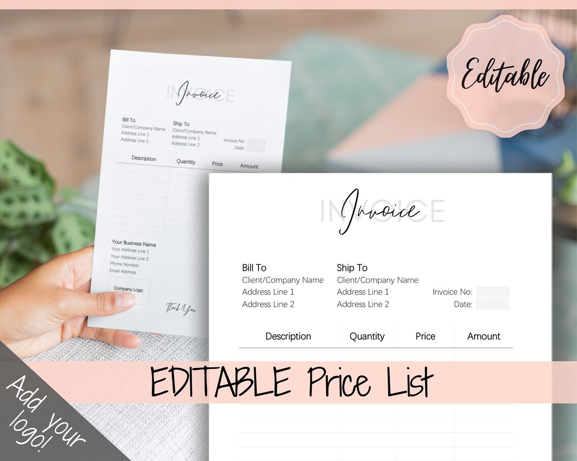 INVOICE TEMPLATE Order Form EDITABLE Custom Receipt Template - Etsy UK