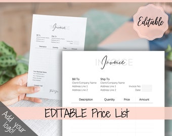 INVOICE TEMPLATE Order Form, EDITABLE Custom Receipt Template, Printable Customer Sales Order Invoice, Receipt Invoice Business form planner