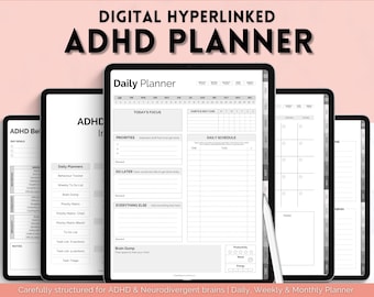 ADHD Digital Planner, Daily Planner for Neurodivergent Adults, Brain Dump Template, To Do List, Cleaning, Symptom Tracker, GoodNotes iPad