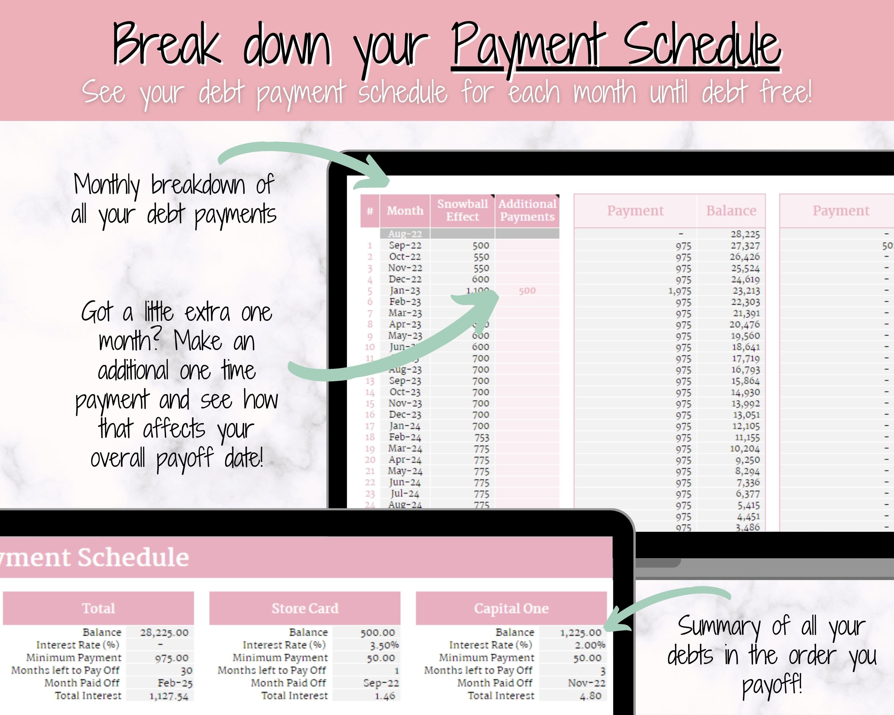 Dave Ramsey Debt Snowball Calculator Google Sheets Etsy