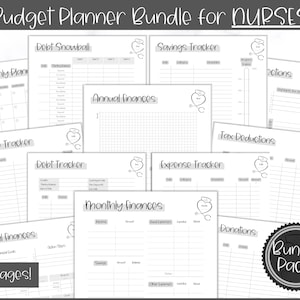 Ultimate NURSE Budget Planner Printable BUNDLE, Financial Tracker, Savings Tracker, Binder, Monthly Debt, Bill, Spending, Expenses Income