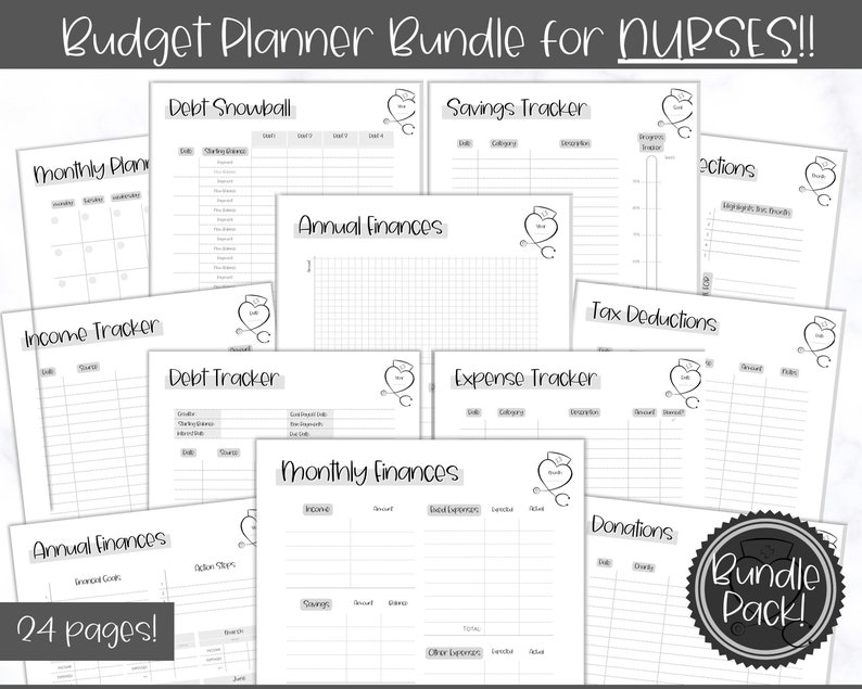 Ultimate NURSE Budget Planner Printable BUNDLE, Financial Tracker ...