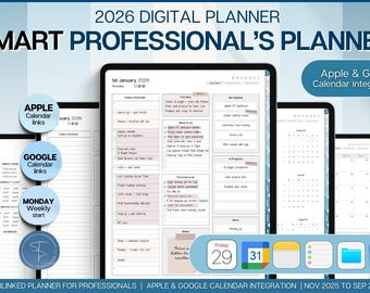 PROFESSIONAL'S Digital Planner, 2026 Daily Weekly, Monthly Planner, GoodNotes Planner, Undated Life Planner, iPad, SMART Apple links