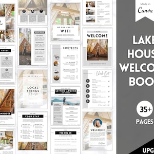 Lake House Welcome Book Template, Editable Canva Airbnb Welcome Guide, Air bnb House manual eBook, Host signs, Signage, VRBO Vacation Rental