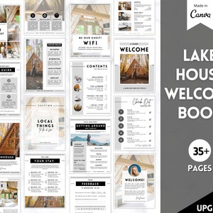 Lake House Welcome Book Template, Editable Canva Airbnb Welcome Guide, Air bnb House manual eBook, Host signs, Signage, VRBO Vacation Rental