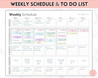 Weekly Schedule, To Do List Printable, Weekly Checklist PDF, Minimalist Hourly Planner, Week at a glance, A5, Happy Planner, ADHD, 15 Minute