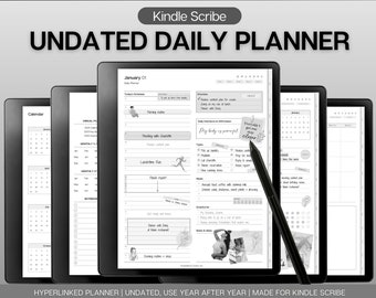 Kindle Scribe templates, UNDATED Daily Planner, Weekly, Monthly Planner, Undated Planner, Kindle Planner, Digital Journal, Hyperlinked