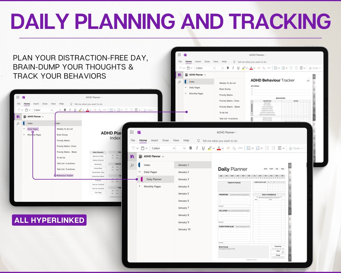 Onenote Planner, ADHD Digital Planner, Neurodivergent Adults, Brain ...