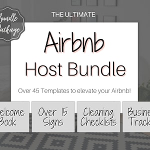 Airbnb Template BUNDLE! Editable Airbnb Signs, Welcome Book, Cleaning checklist, Business Tracker Spreadsheet, Air bnb Printables, Host VRBO