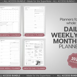 Supernote | ALL ACCESS template pack | 2026 Daily Planner, Digital To Do List, Meeting Minutes, Journal & Notebook, Calendar, a5x, a6x image 3