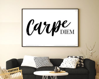 Carpe Diem Wall Art, Carpe Diem Print, Carpe Diem, Carpe Diem Poster, Seize the day Sign, Cape Diem, Printable Quote, Minimal White Artwork