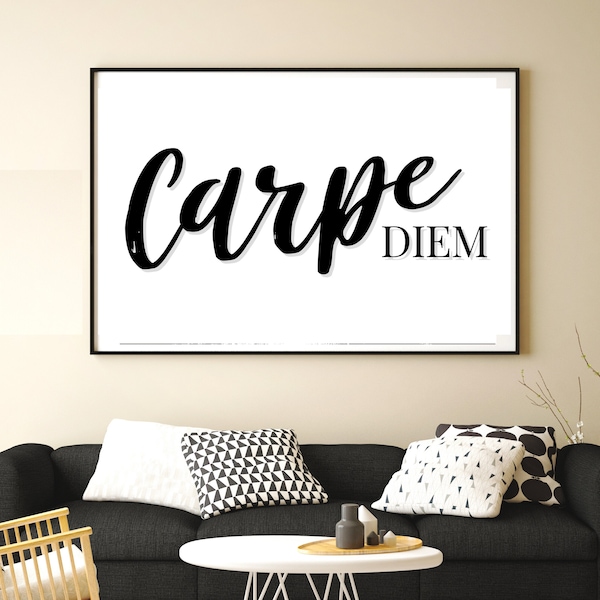 Carpe Diem Wall Art, Carpe Diem Print, Carpe Diem, Carpe Diem Poster, Seize the day Sign, Cape Diem, Printable Quote, Minimal White Artwork