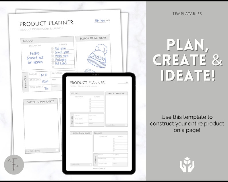 Product Planner Template, Small Business Plan, Printable Product Launch, Pricing, Packaging, Costs, Supplies, Inventory, Etsy Seller Listing image 4