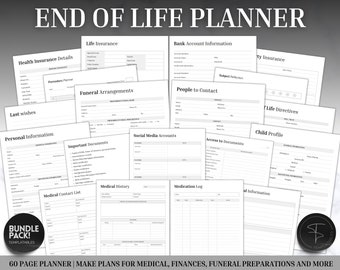 Planner einde levensduur, met medisch, overlijden, nalatenschap, begrafenisplanning, noodmap, voorbereiden voor het geval dat, wat als map, huishouden