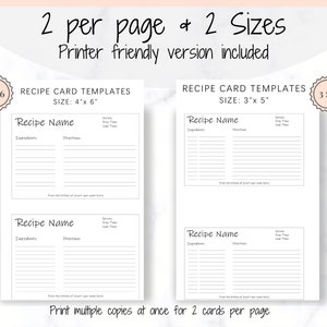 EDITABLE Recipe Card template, Recipe Template, Recipe Cards Printable, Simple, Retro, 4x6, Insert, Minimal, Sheet, Recipe Box, Sheet, Book image 6