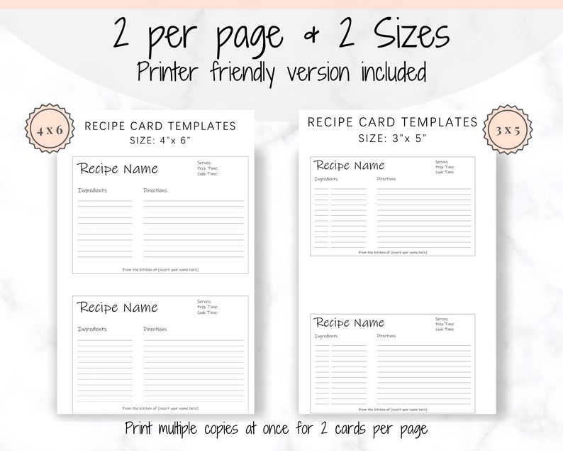 EDITABLE Recipe Card template, Recipe Template, Recipe Cards Printable, Simple, Retro, 4x6, Insert, Minimal, Sheet, Recipe Box, Sheet, Book image 6
