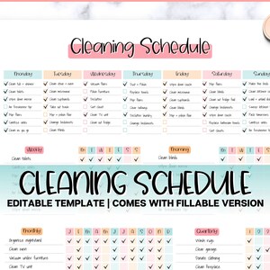 EDITABLE Cleaning Checklist, COLORFUL Cleaning Schedule, Cleaning ...