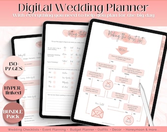 Digital Wedding Planner, Wedding Checklist, iPad, GoodNotes, Wedding Schedule, Bridal Binder, Wedding To Do List, Budget, Itinerary Timeline