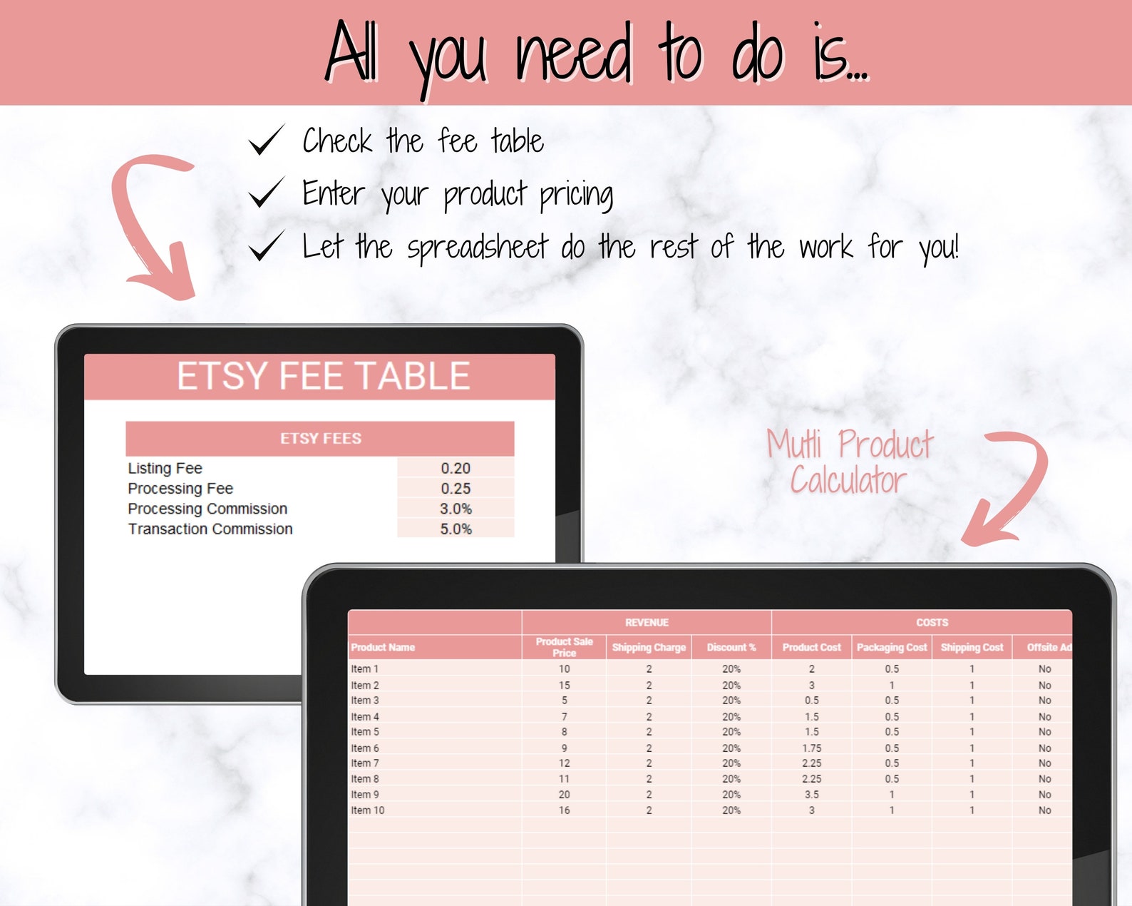 Etsy Profit Calculator Pricing Spreadsheet for Small Business Etsy UK