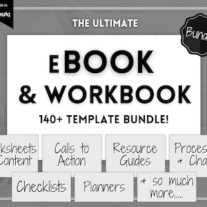 Workbook Template Bundle! Canva eBook, Worksheets, Lead Magnet, Coaches, Bloggers, Opt In, Charts, Checklists, Planners, Webinar, Challenges