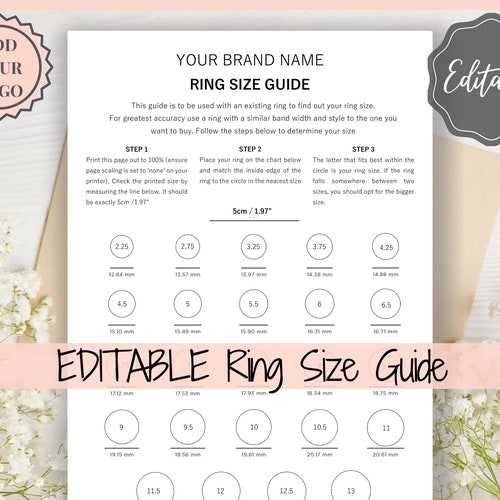 free printable ring sizer find your ring size paper ring etsy