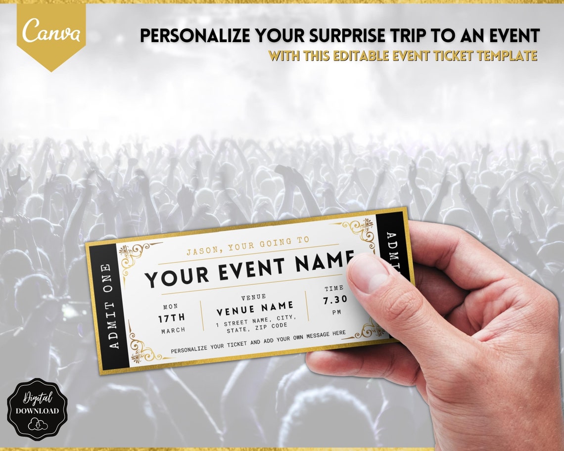 Event Ticket Template EDITABLE DIY Event Printable Surprise - Etsy UK