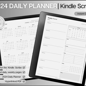 Kindle Scribe Templates, 2024 DAILY Planner, Kindle Scribe, Hyperlinked Digital Planner, Calendar, Kindle Scribe Planner, Minimalist
