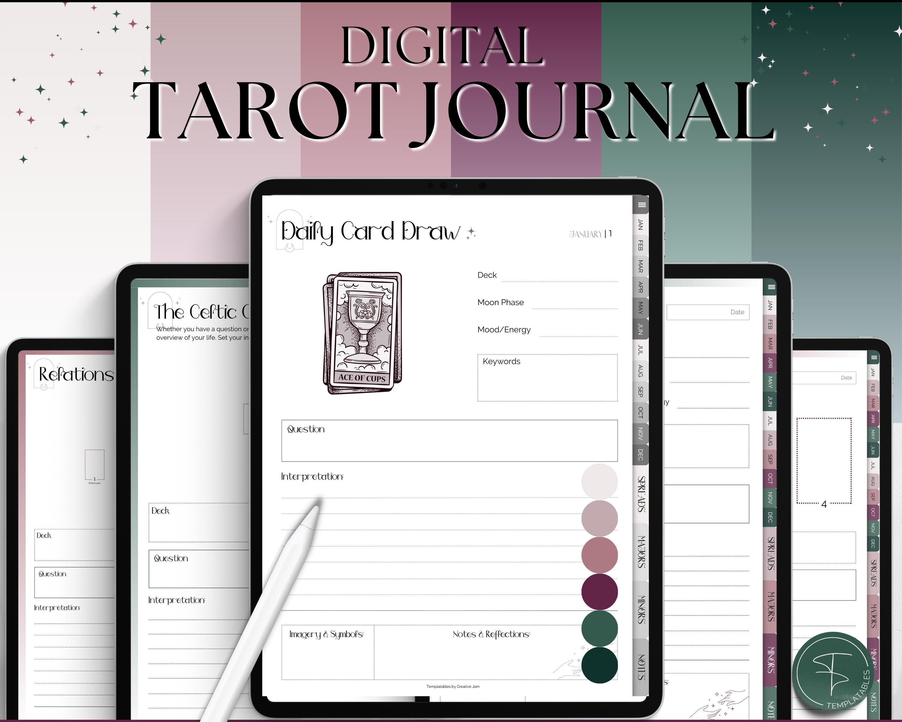 TAROT JOURNAL Tarot Stickers Tarot Planner Tarot Card Tracker 150 Page Tarot  Journal Daily Tarot Journal Book Tarot Workbook 