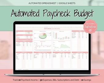 Biweekly Budget Spreadsheet, Paycheck Budget, Budget By Paycheck Google Sheets, Zero based budget tracker, weekly, finance planner template