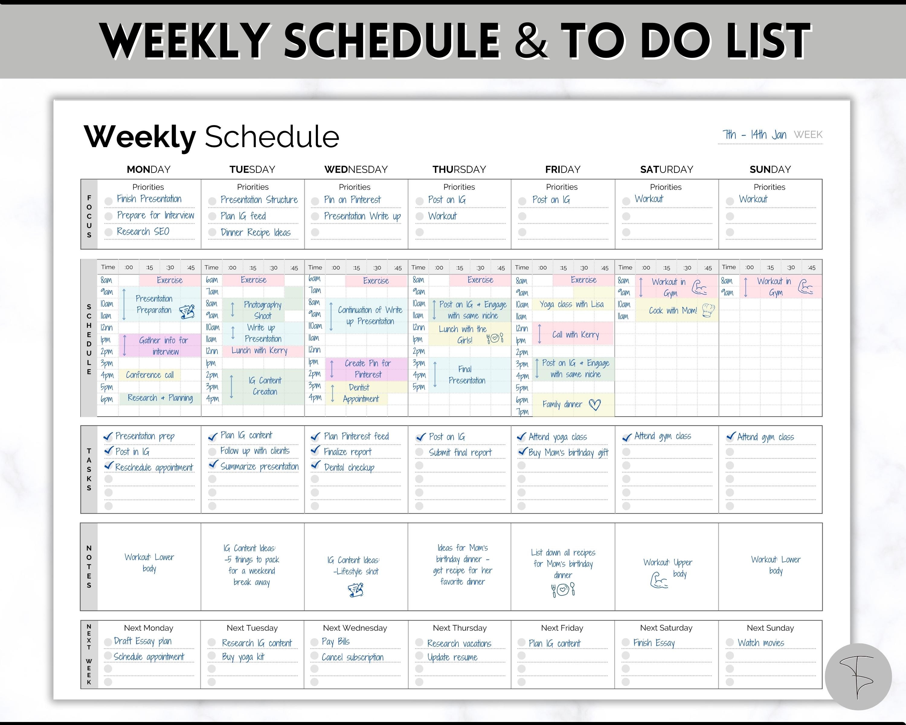 週間スケジュール、印刷可能なToDoリスト、週間チェックリストPDF、ミニマリスト時間別プランナー、一週間の概要、A5、ハッピープランナー、ADHD、15分  - Etsy 日本 週間ToDoリストプランナー 時間ごとのスケジュール付き - A4 Workweek Desk Pad、54枚 平日計画メモ帳 毎日, image size:3000x2400