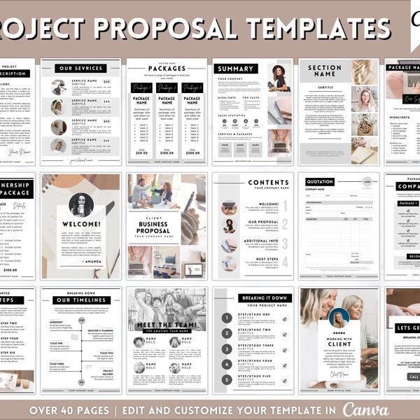 Project Proposal Template, Editable Business Proposal Templates, Project quote, Marketing Price List, Canva Pitch Deck, Small Business Plan