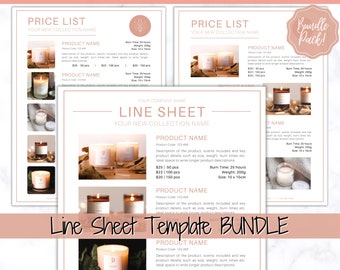 Line Sheet for Wholesale. Price List Template, Editable Candle Template Catalog, Seller shop, Product Sales Sheet, Canva Linesheet Catalogue