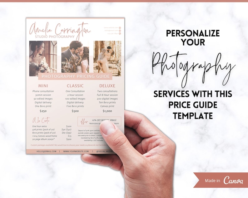 Photography Rates Per Hour Brochure.pdf Photography Pricing Template, Pricing Guide, Photo Session Price List ...