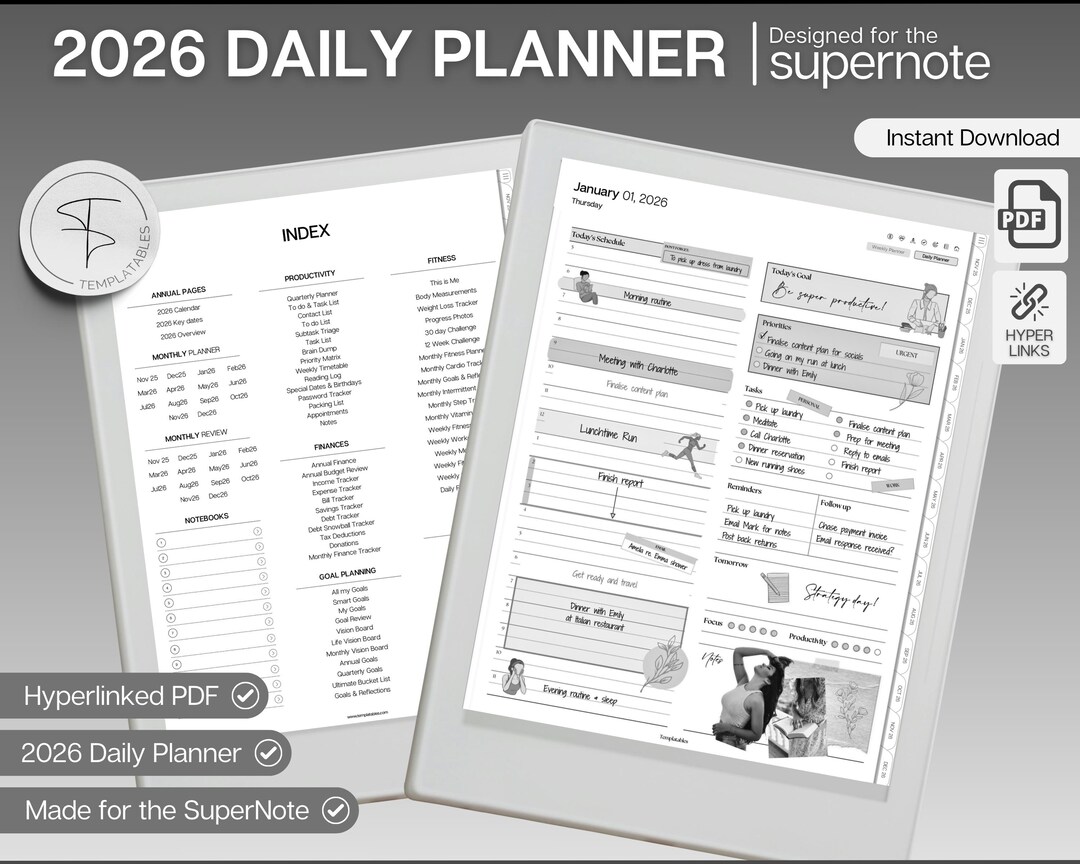 2026 Digital Planner for Supernote, Daily Supernote Template ...