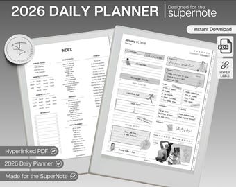 2026 Digitaler Planer für Supernote, Supernote Vorlage, Verlinkter Digitaler Planer, Kalender, Journal, Supernote Planer, a5x, a6x
