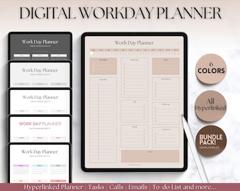 Digital Work Planner, Work Day Organizer, Daily Planner, Work from home To Do List, Business, Office Organizer, GoodNotes, Digital Planner